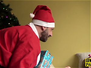 brit plumper victim dominated with christmas fuckpole