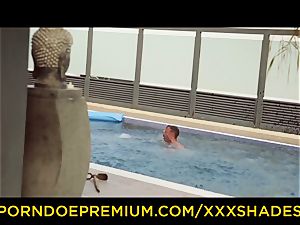 hardcore SHADES - Latina with hefty rump in gonzo pool fuck-a-thon